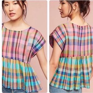 Holding Horses Anthropologie Plaid Rainbow Top